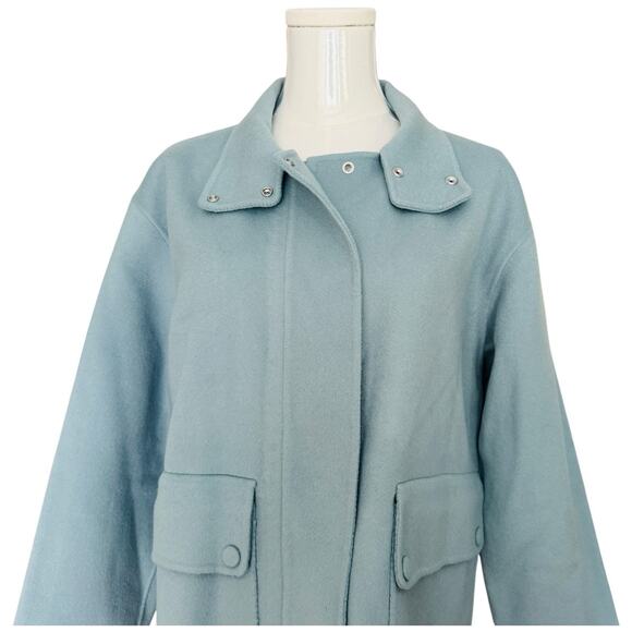 Theory Wool And Cashmere Utility Outwear Coat in Eggshell Blue Size S - Picture 4 of 11